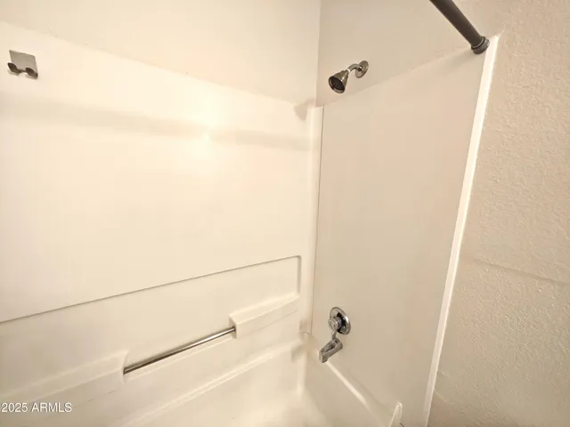 a bathroom with a bathtub