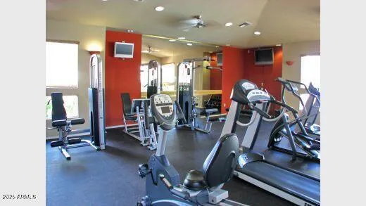 a view of a room with gym equipment