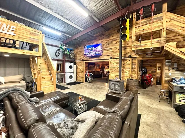 a view of a couch in the balcony