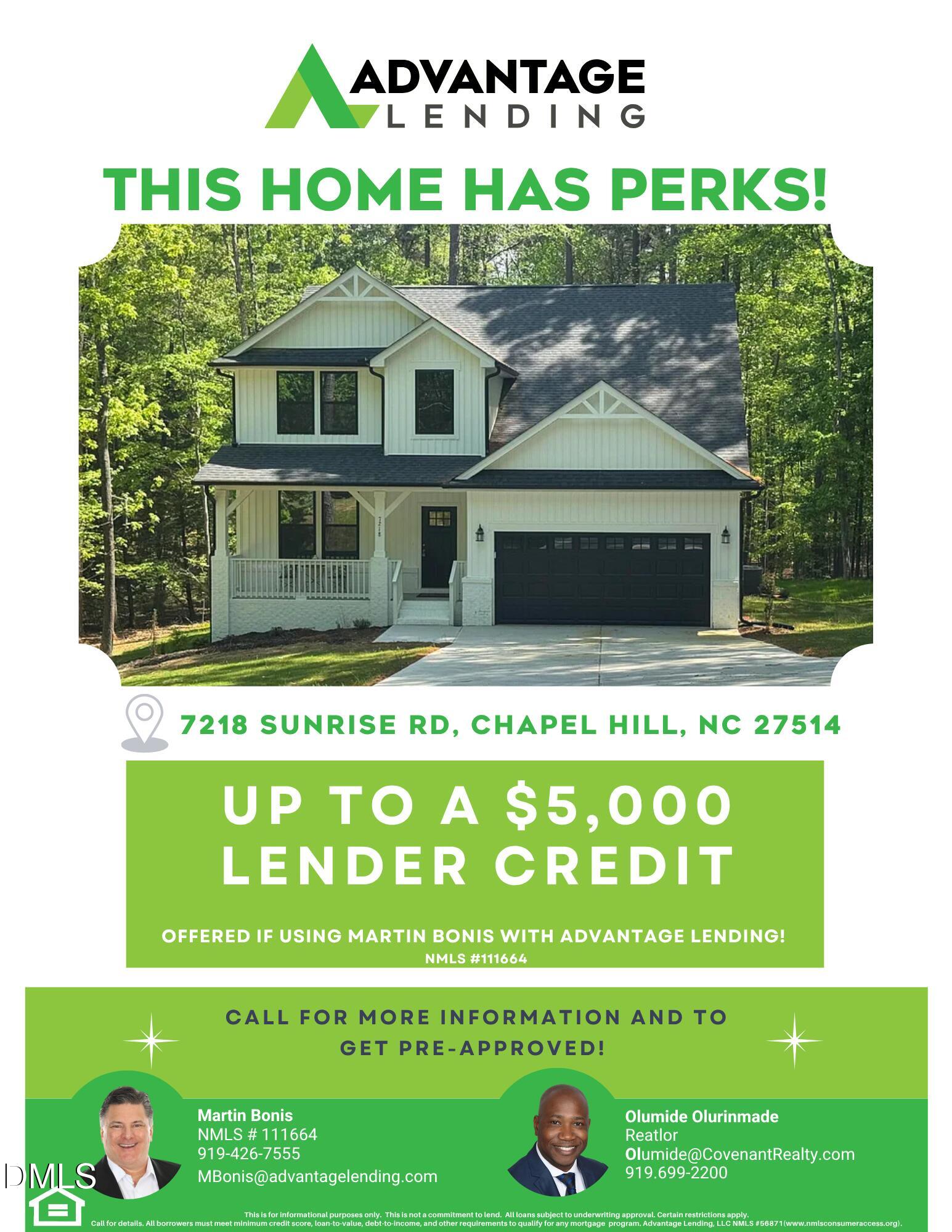 7218 Sunrise Road Chapel Hill, NC 27514 - Photo 2 of 44 Sunrise Lender Credit