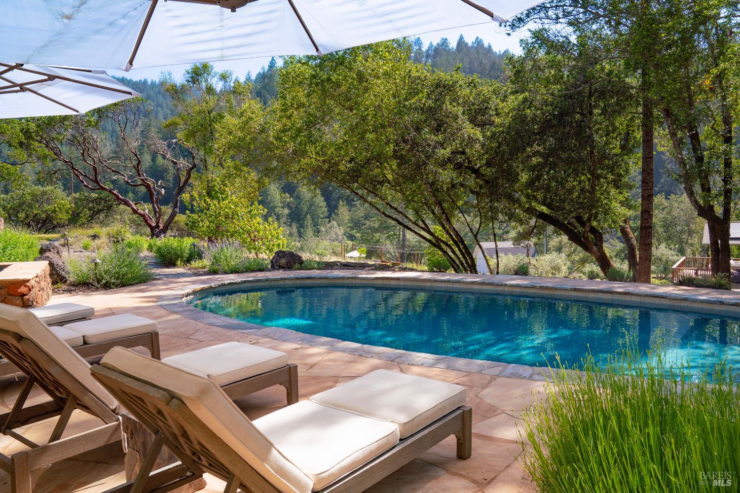 5270 Dry Creek Road Napa, CA 94558 - Photo 34 of 56 a view of backyard with swimming pool and outdoor seating