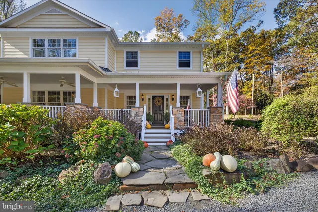 a front view of a house with patio