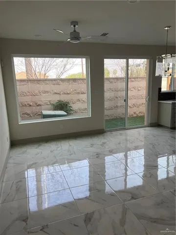 a view of a garden with a bench