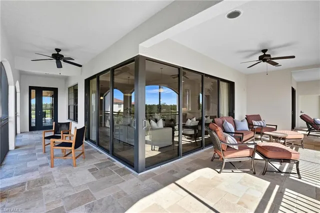a living room with patio