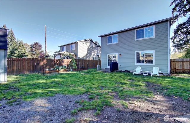 a view of a garden with a bench