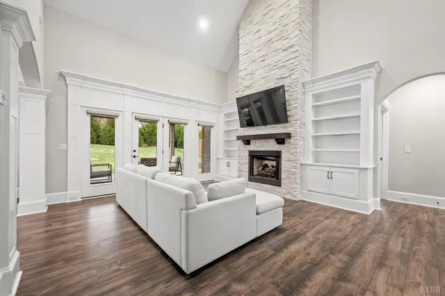 a bathroom with double sink and mirror