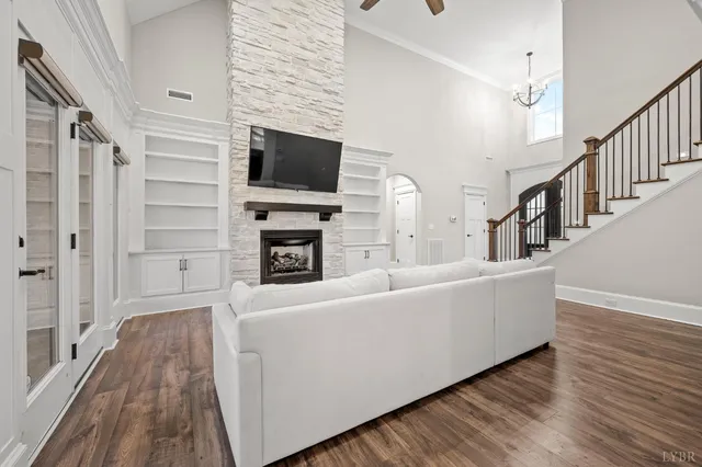 a bathroom with a shower and a glass door