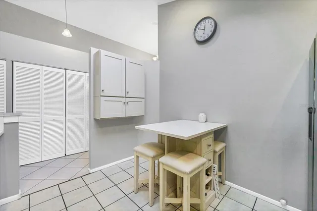 a view of a room with shelves