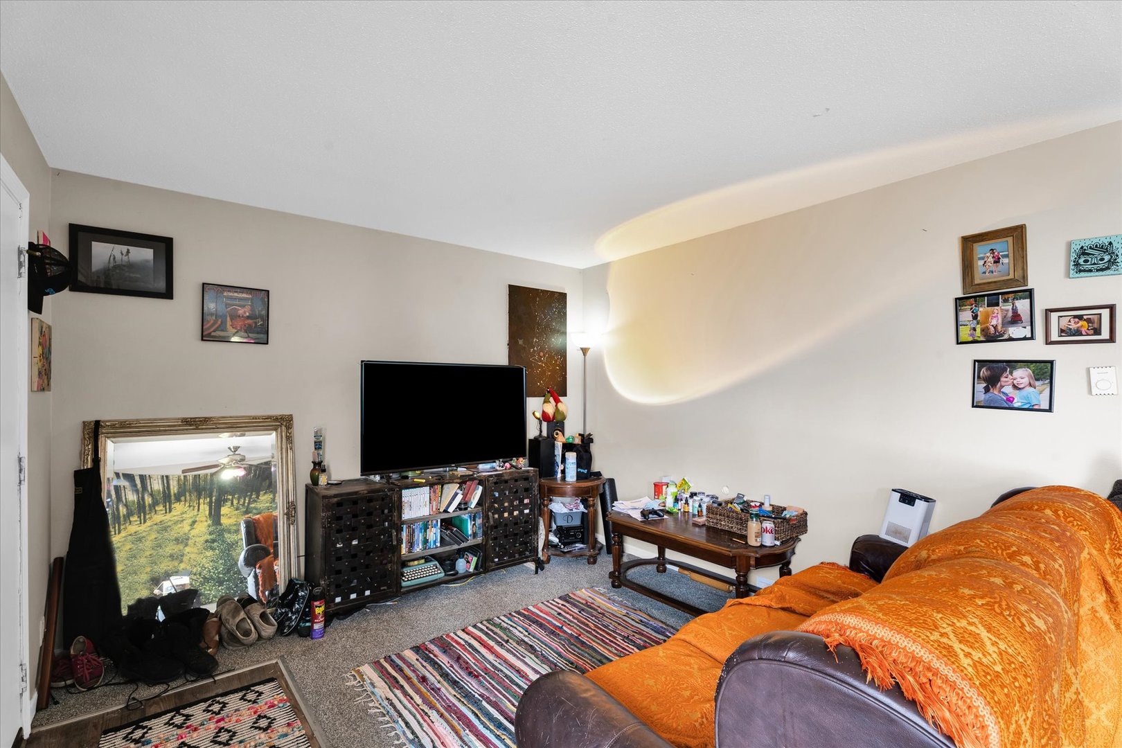 309 West Springfield Avenue Urbana, IL 61801 - Photo 5 of 35 a living room with furniture a flat screen tv and a floor to ceiling window