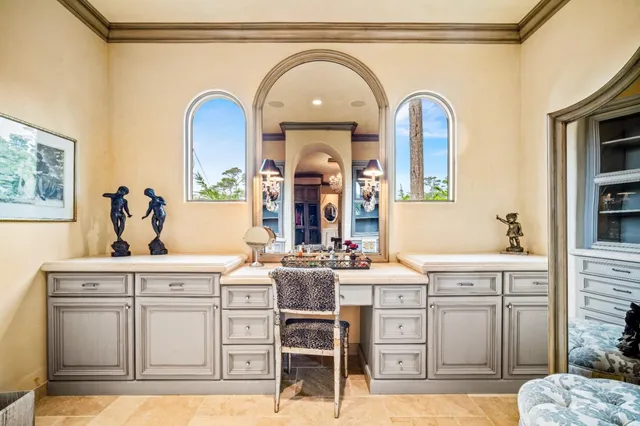 a view of hallway with wooden floor