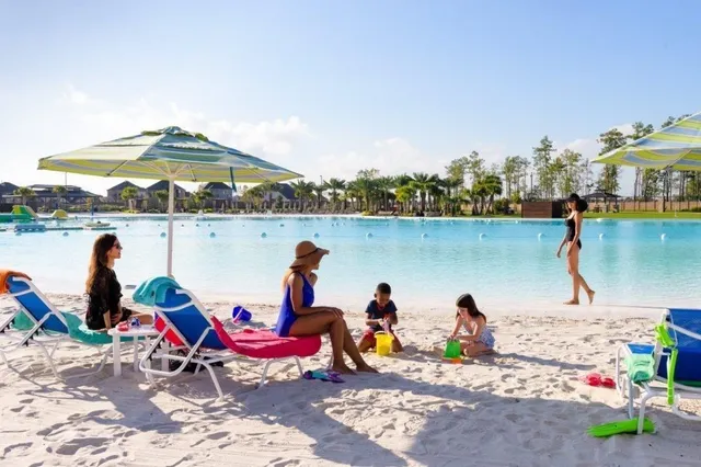 a group of people sitting on top of a beach