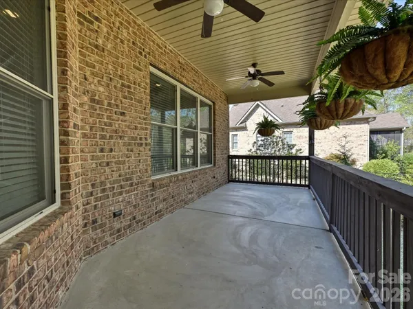 a view of a park with large trees