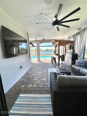 a view of an outdoor space with seating area