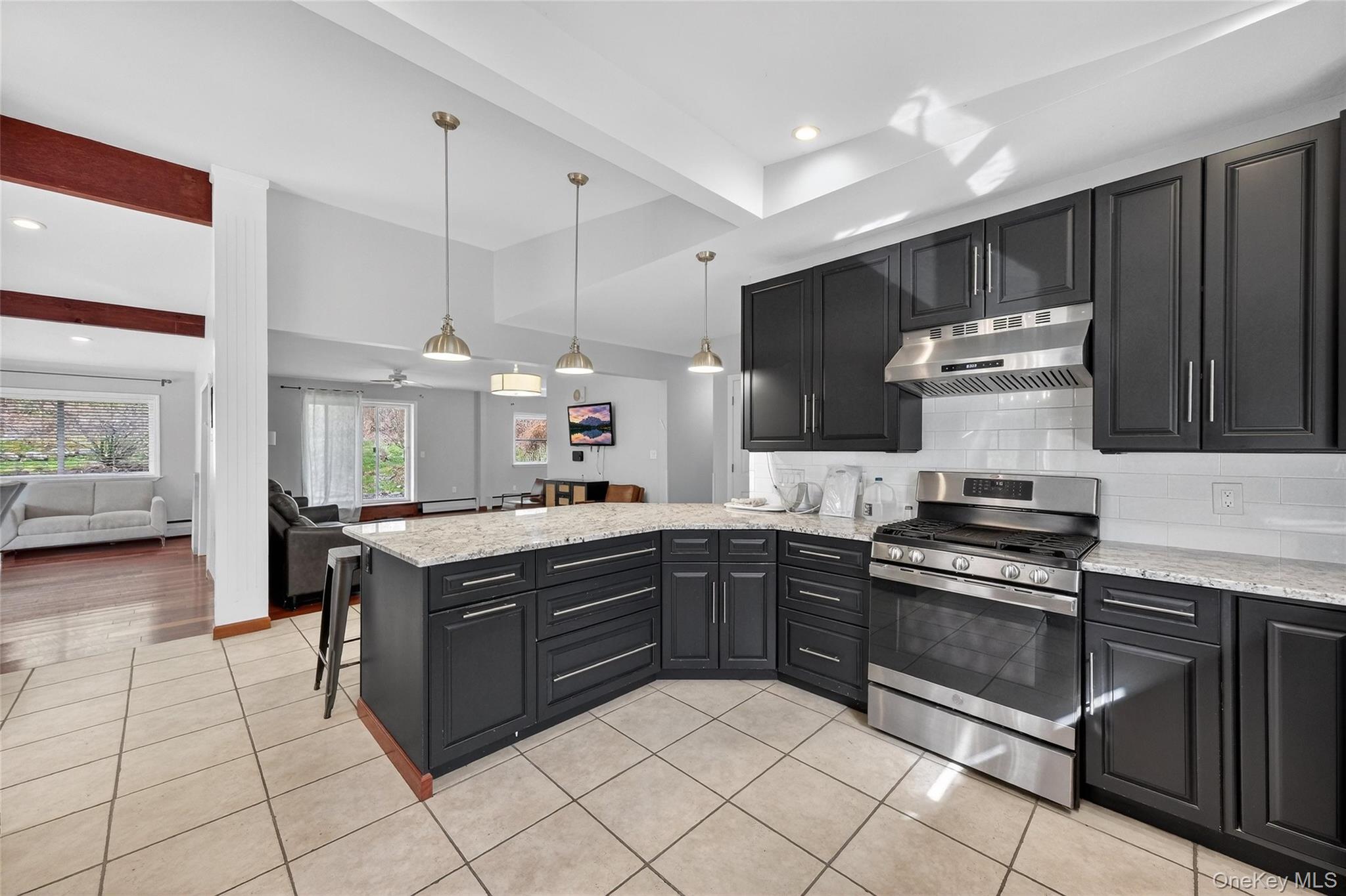 155 Roselawn Road Highland Mills, NY 10930 - Photo 10 of 40 a kitchen with stainless steel appliances granite countertop a stove a sink and a refrigerator