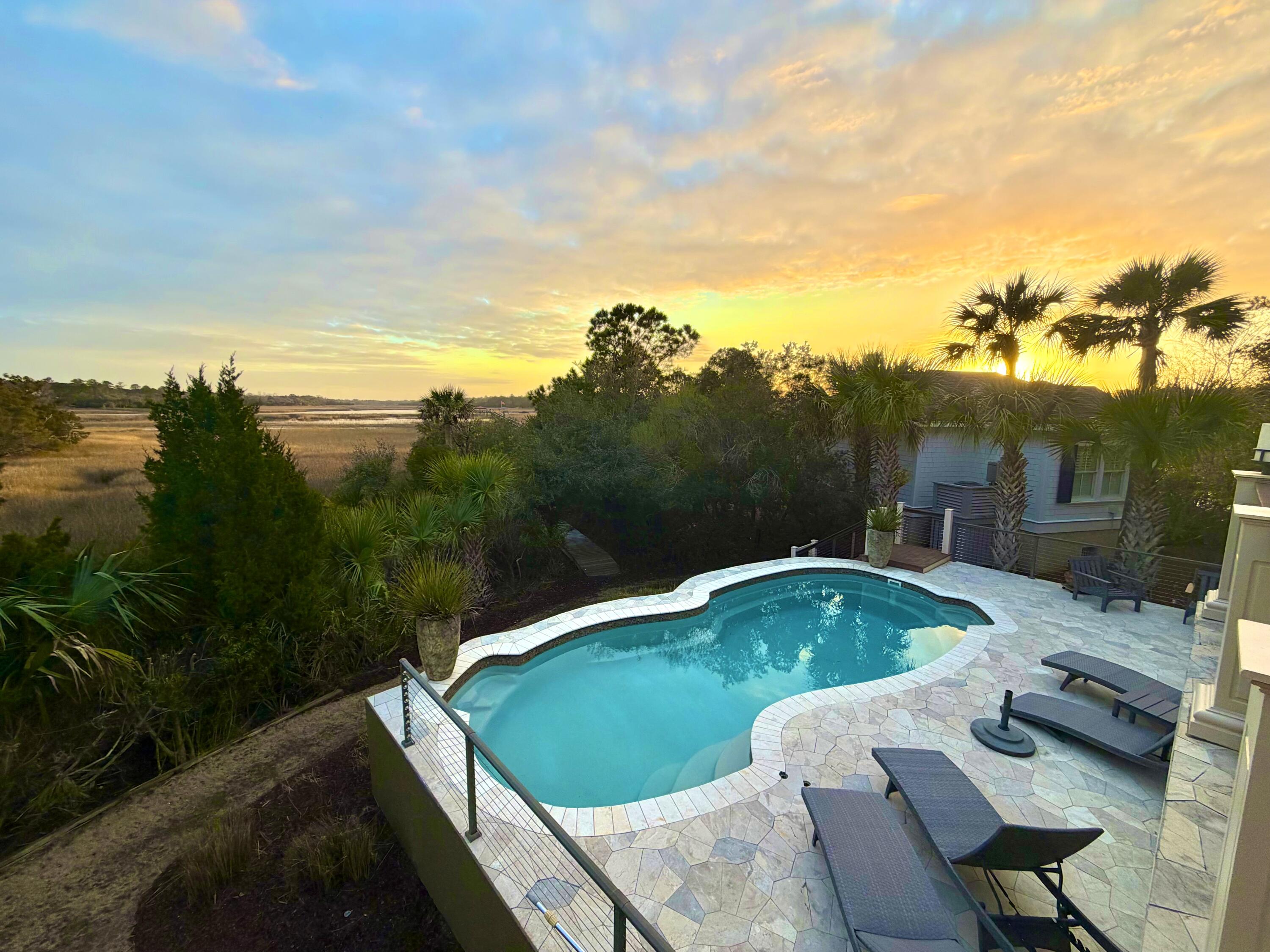 2725 Parkers Landing Road Mount Pleasant, SC 29466 - Photo 9 of 98 Pool with Sunset