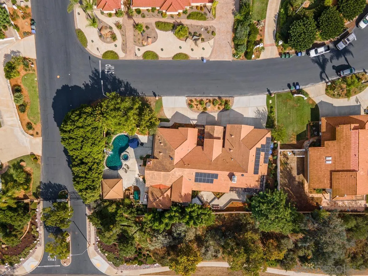 16072 Cross Fox Court Poway, CA 92064 - Photo 67 of 70 an aerial view of a house with a yard and a car park