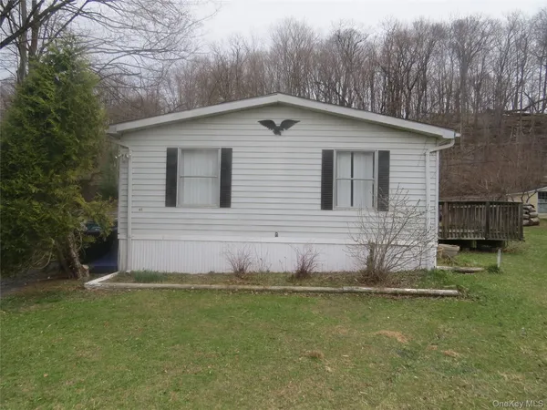 a view of a backyard with plants and large tree