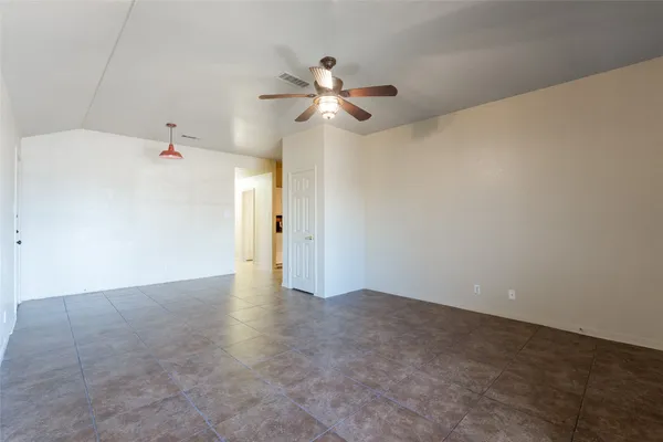 a view of a ceiling fan with a fan