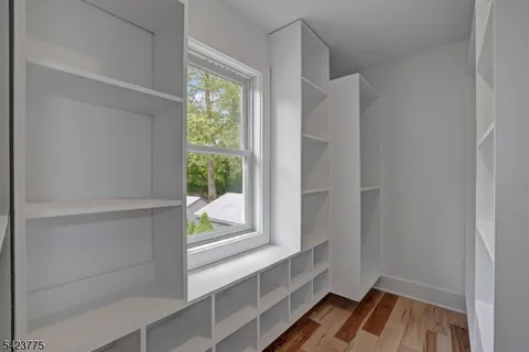 a view of a room with a window
