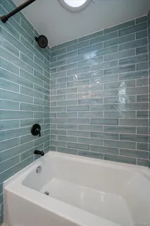 a bathroom with a bathtub