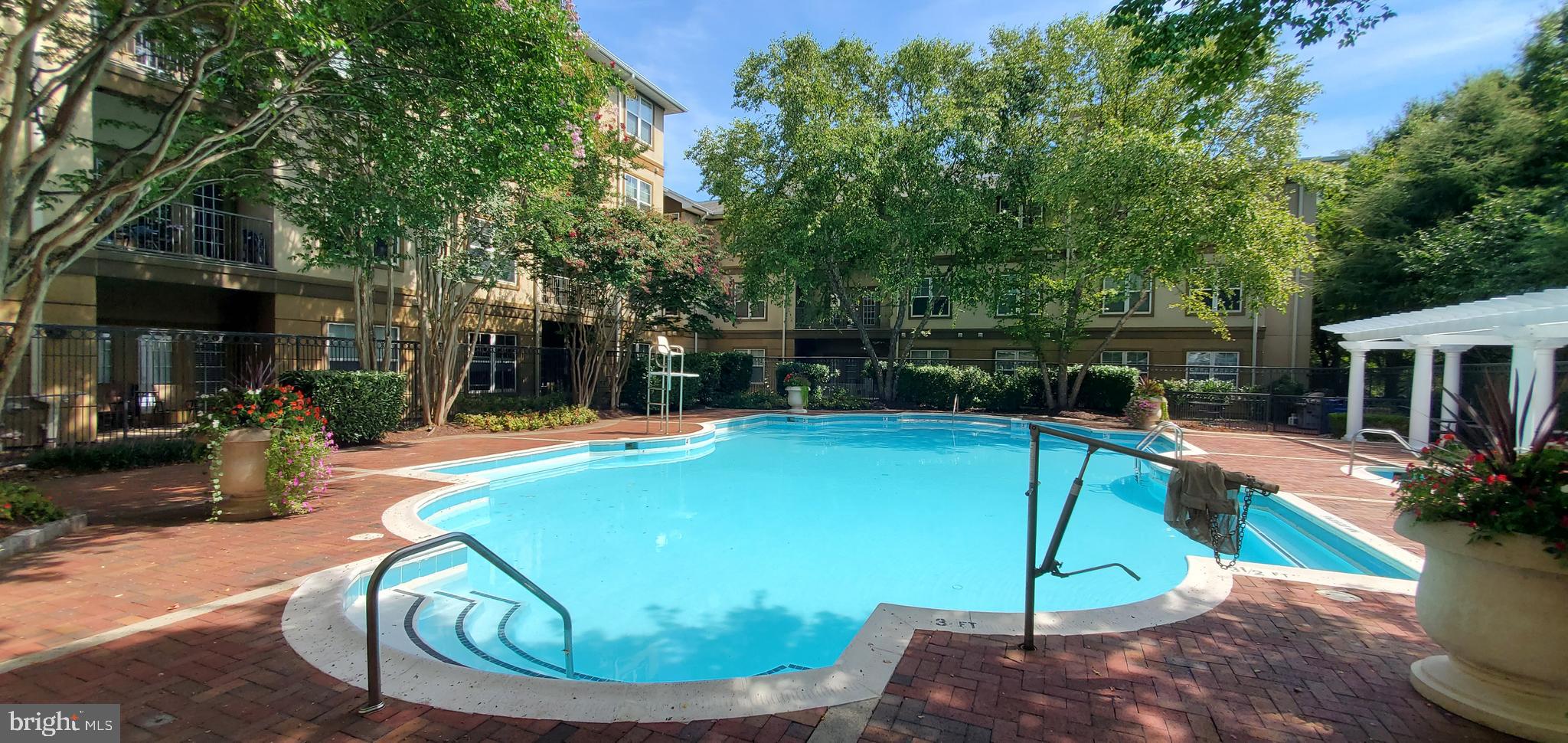 11800 Old Georgetown Road, Unit 1103 Rockville, MD 20852 - Photo 8 of 29 a view of a swimming pool with a patio and a yard