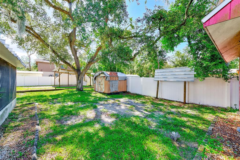 4707 East Temple Heights Road Tampa, FL 33617 - Photo 32 of 54 a backyard of a house with a garden and plants