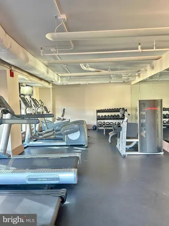 a view of a room with gym equipment