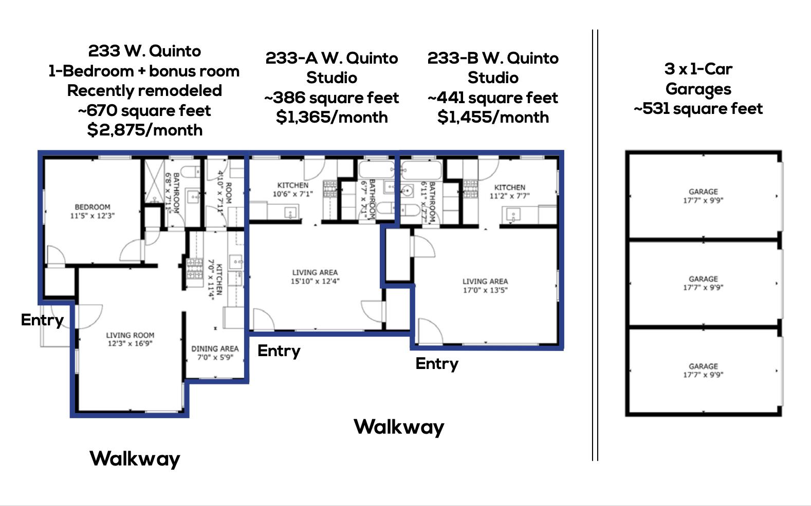233 West Quinto Street Santa Barbara, CA 93105 - Photo 18 of 18 Existing apartment floorplans