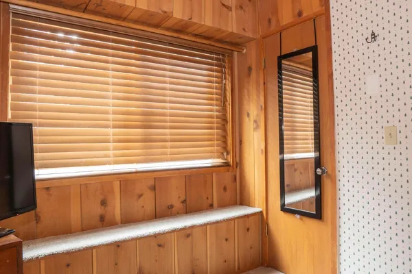 a view of a wooden door