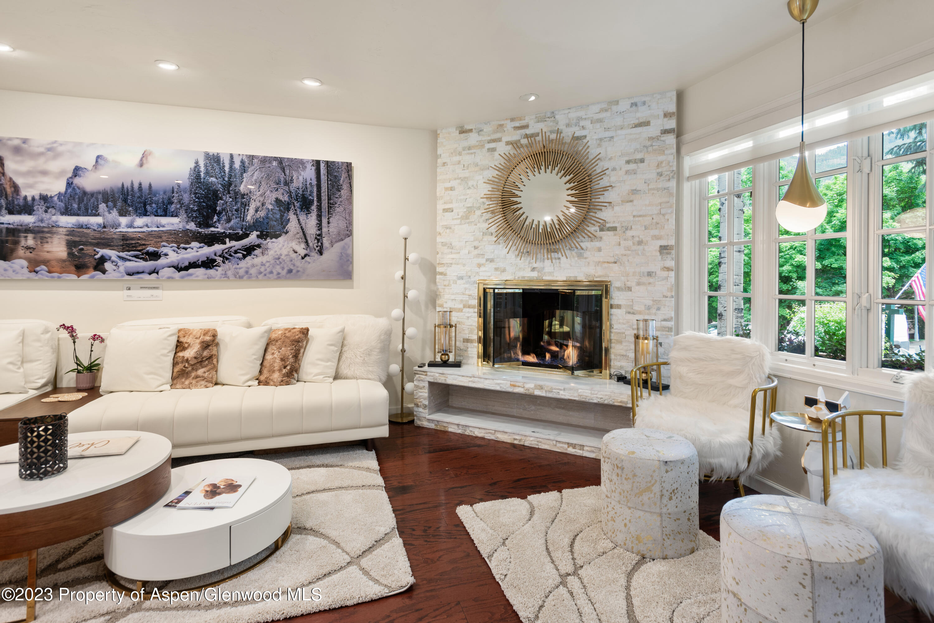 711 South Galena Street, Unit 20D Aspen, CO 81611 - Photo 2 of 26 a living room with furniture and a fireplace