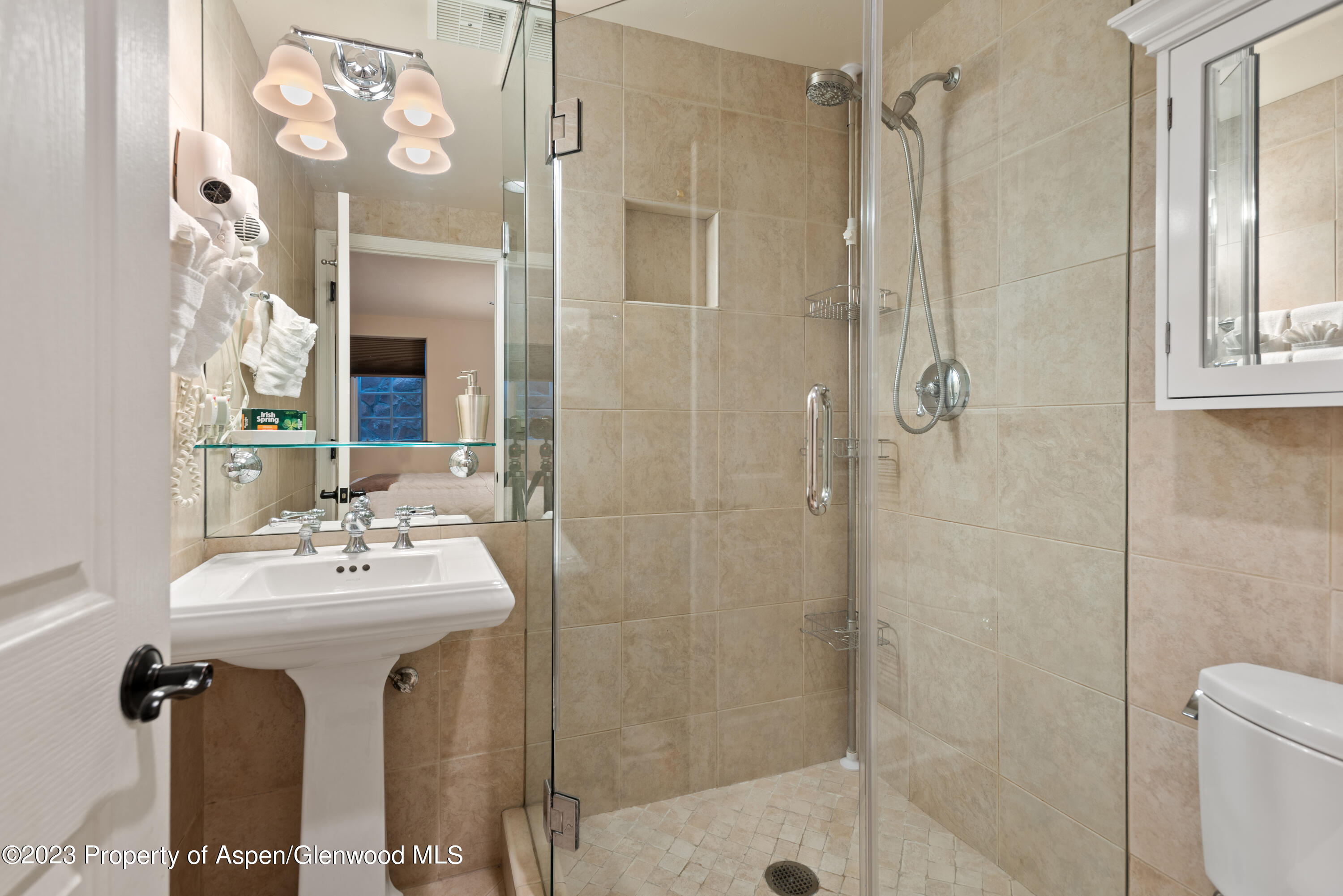 711 South Galena Street, Unit 20D Aspen, CO 81611 - Photo 21 of 26 a bathroom with a sink mirror toilet and shower