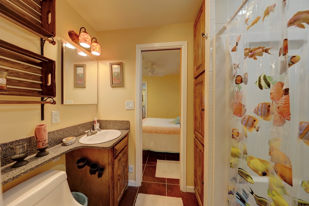 206 Austin Street Ingram, TX 78025 - Photo 12 of 18 a bathroom with a sink and a mirror