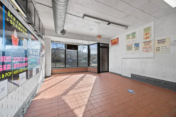 a view of an entryway with a building