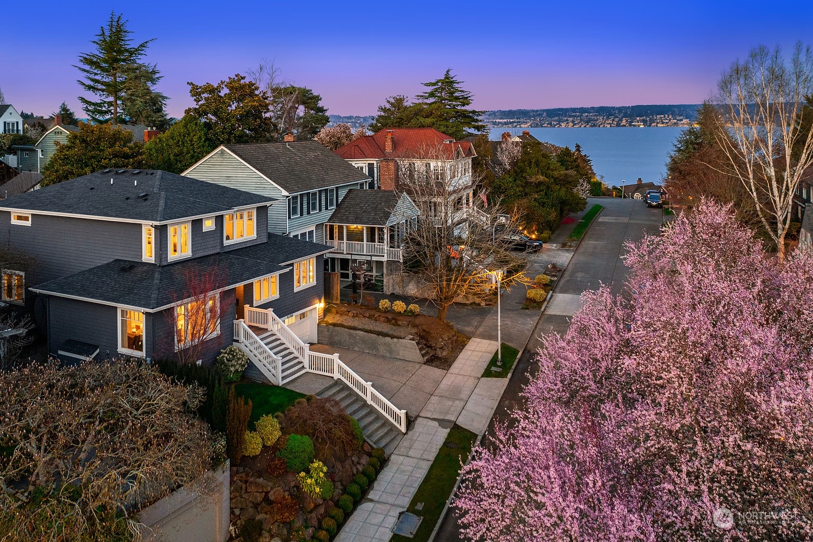 a view of a house with a ocean view
