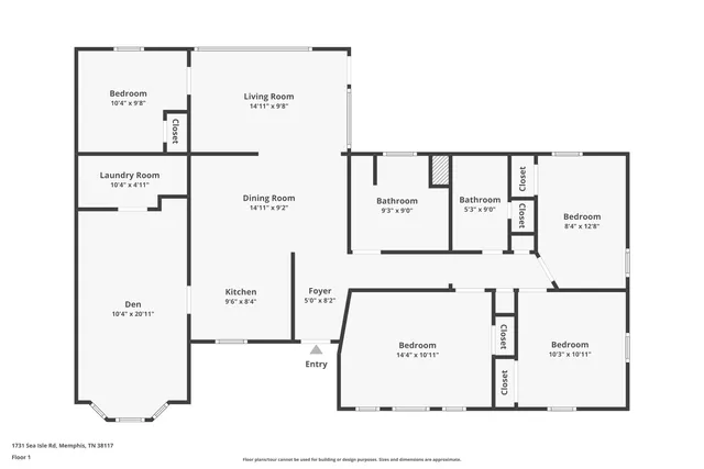$209,900 | 1731 Sea Isle Road, Memphis, TN 38117
