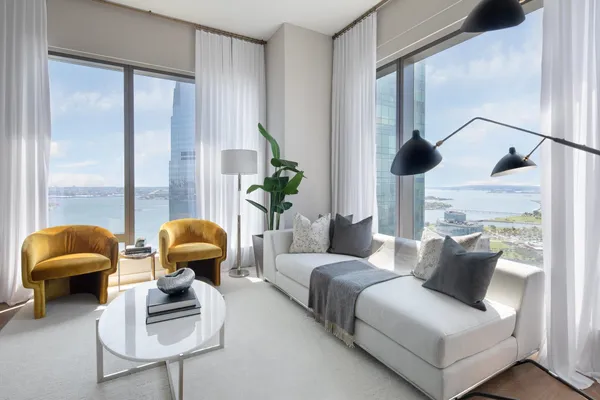 a living room with furniture