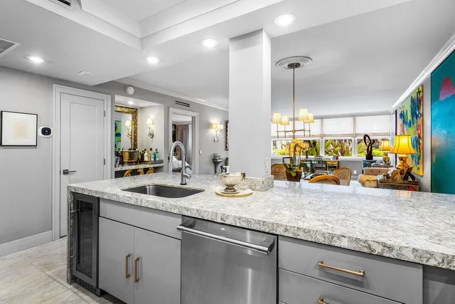 a bathroom with sink and mirror