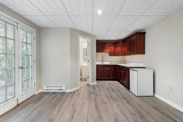 an empty room with windows