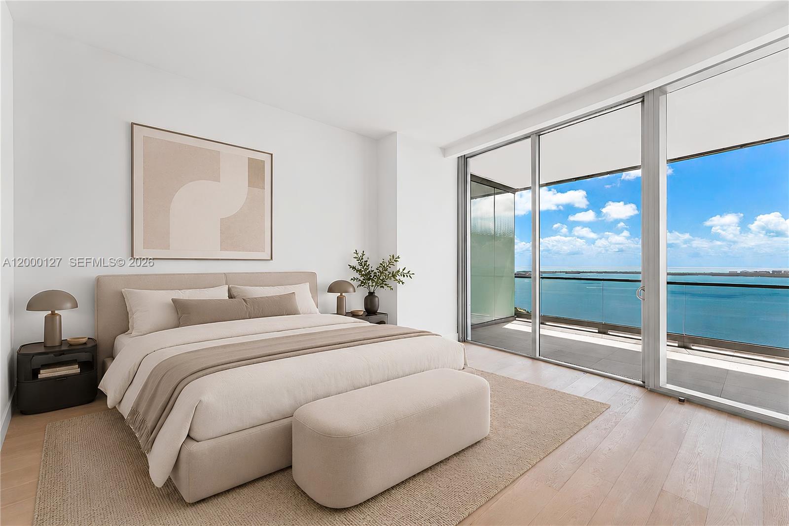 175 Southeast 25th Road, Unit 3602 Miami, FL 33129 - Photo 5 of 25 a bedroom with a large bed and a chandelier