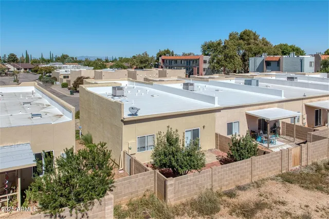 an aerial view of a house