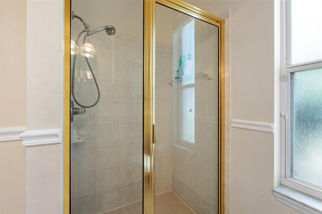 121 Myrtle Ridge Road Lutz, FL 33549 - Photo 26 of 42 a bathroom with a glass shower door