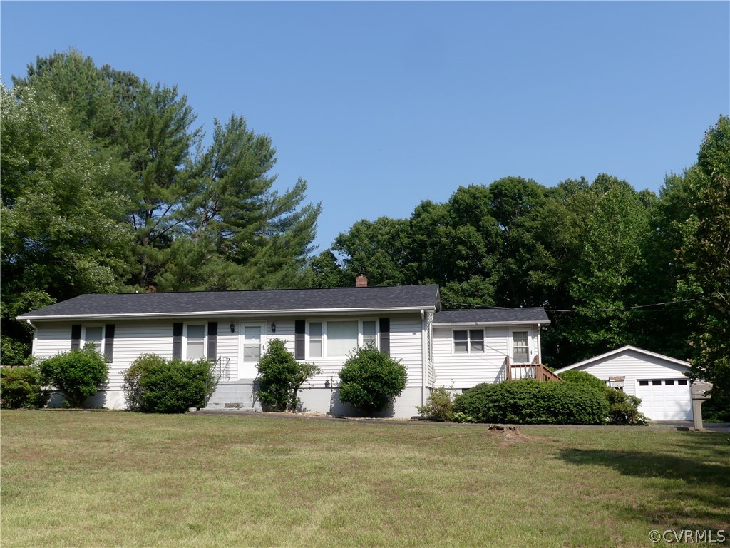 front view of a house with a patio