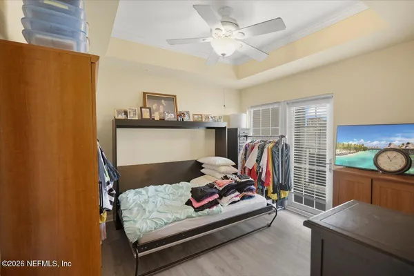 a view of swimming pool from a balcony