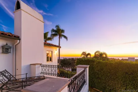 a view of a building from a balcony