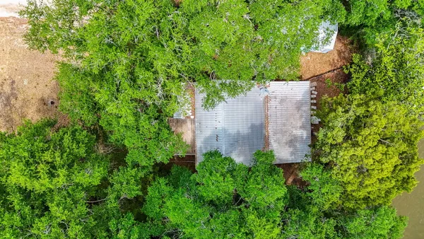 an aerial view of a house