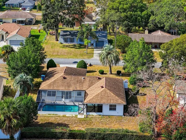 an aerial view of a house