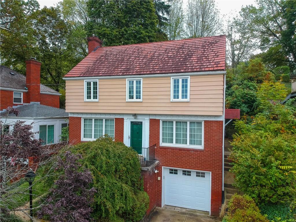 a aerial view of a house yard