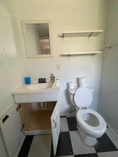 207 West 39th Street, Unit B Austin, TX 78751 - Photo 16 of 20 a bathroom with a sink toilet and mirror