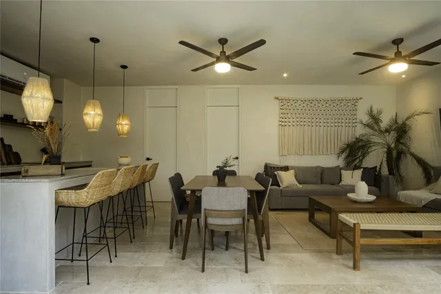 a living room with furniture