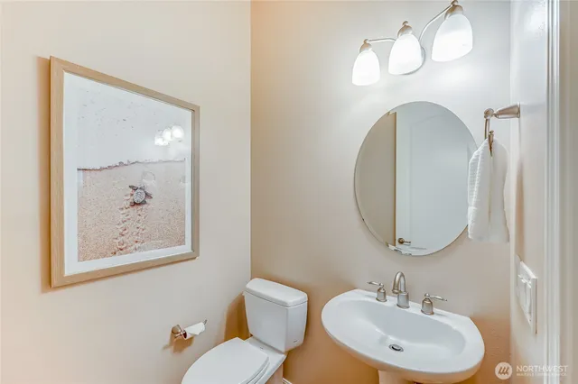 a bathroom with a toilet a sink and mirror